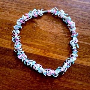 Seashell Pastel Pink, Blue, and White Surfer Cut Shells Beaded Choker Necklace